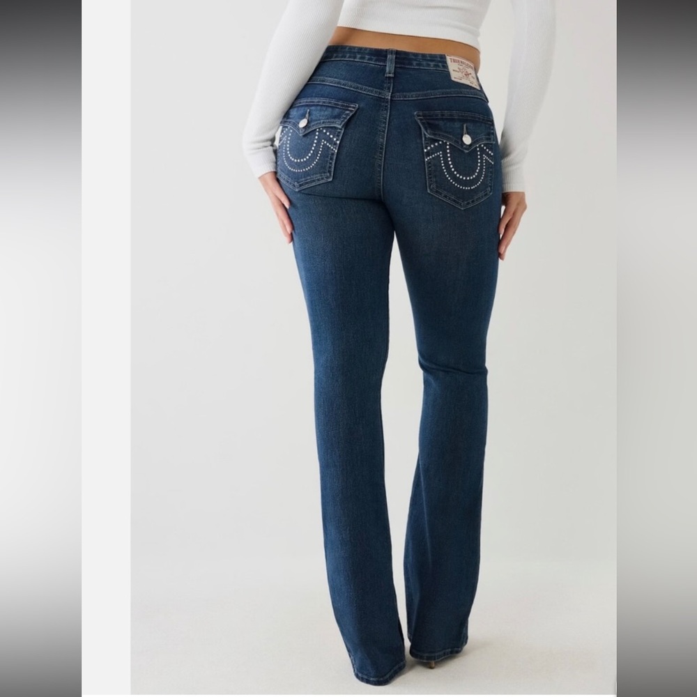 BECCA Dark Blue Flare Jeans with Embellished Back Pockets
